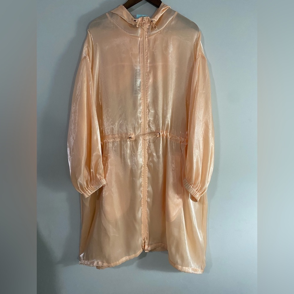 Future Collective - Peach Cinched Waist Hooded Parka Organza Jacket - Picture 5 of 14